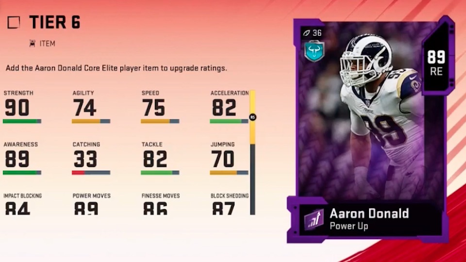 madden 20 aaron donald card with power up in ultimate team