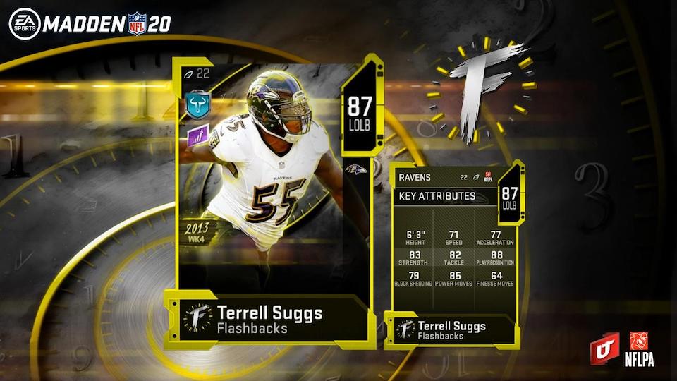 Madden 20 Flashbacks Terrell Suggs player card