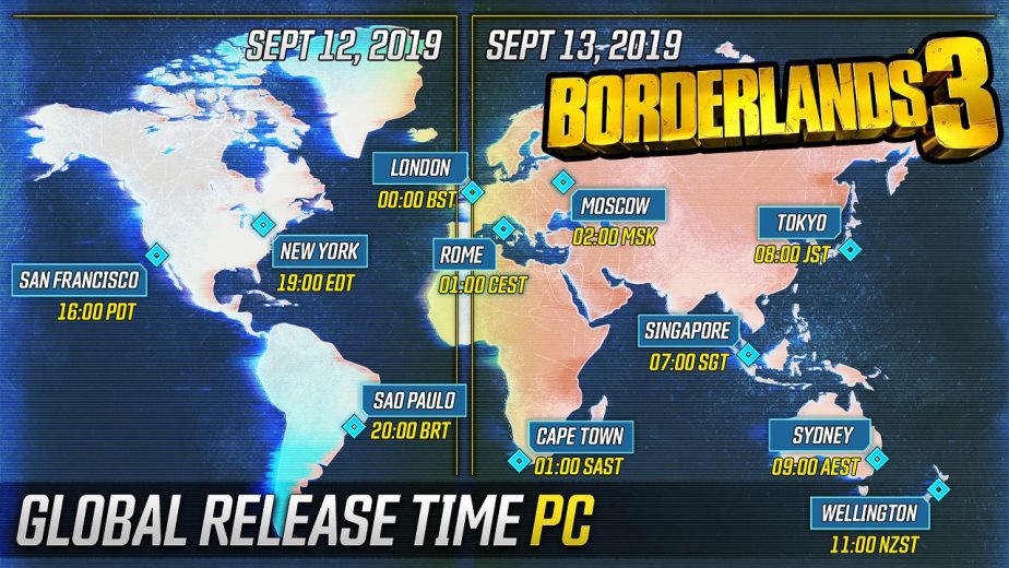 Borderlands 3 Release Times PC
