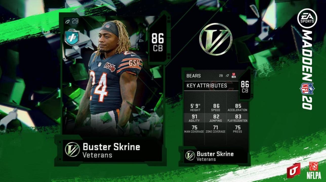 madden 20 buster skrine veterans card for ultimate team