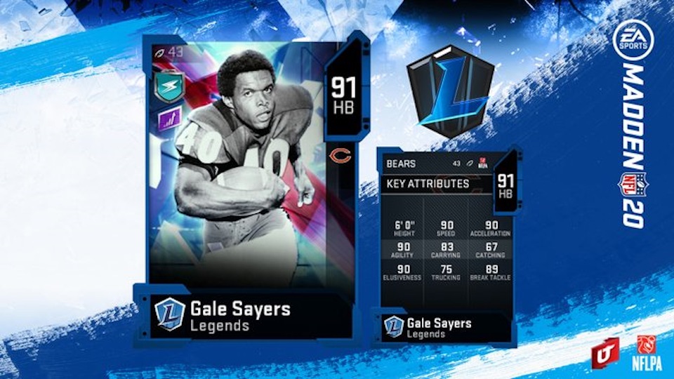 madden 20 legends gale sayers card