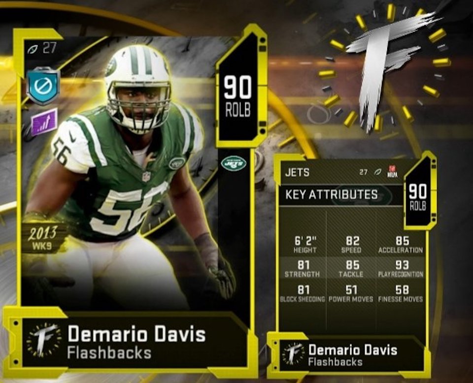 Madden 20 Flashbacks Demario Davis card for Ultimate Team