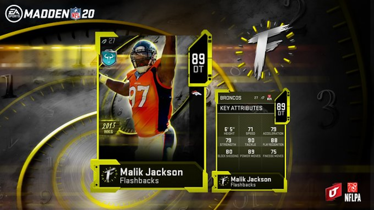 madden 20 flashbacks malik jackon card in ultimate team