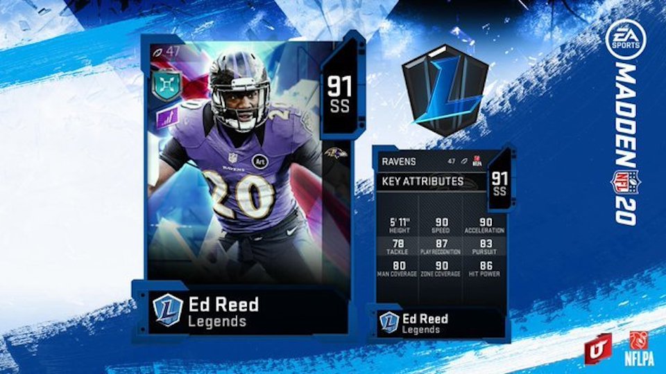 madden 20 legends ed reed card for ultimate team