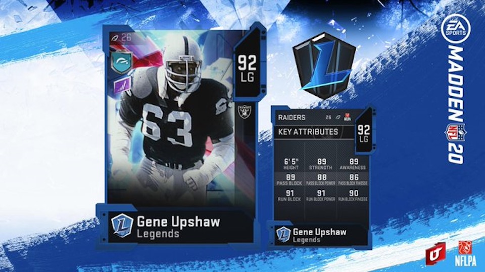 madden 20 legends gene upshaw card in ultimate team