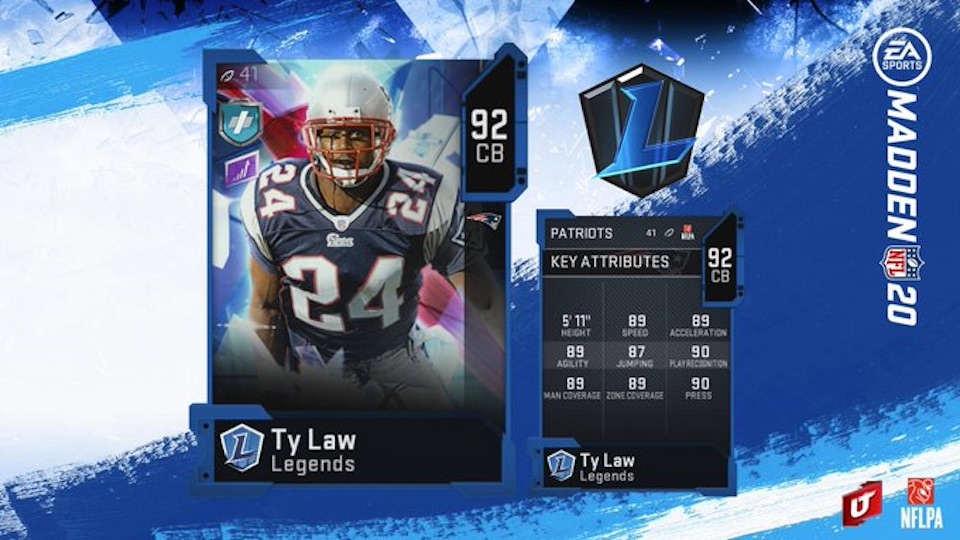 madden 20 legends ty law boss card ultimate team