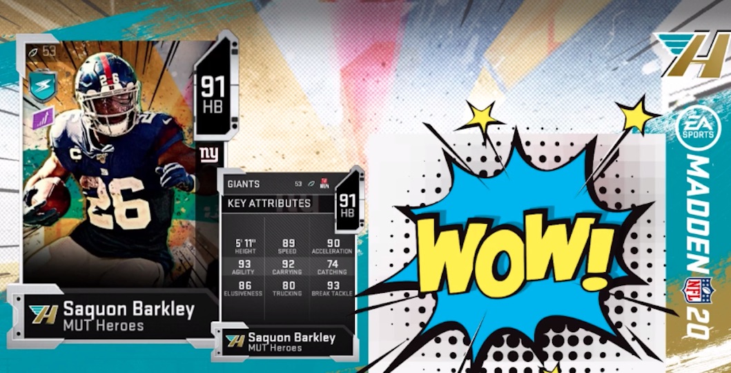 madden 20 mut heroes saquon barkley card