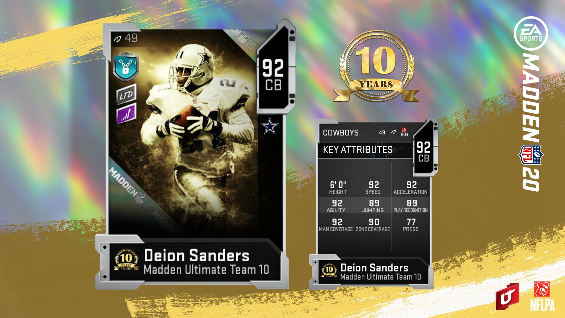 madden 20 mut 10 card for deion sanders in ultimate team