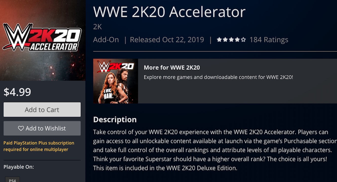 wwe 2k20 accelerator at the playstation store