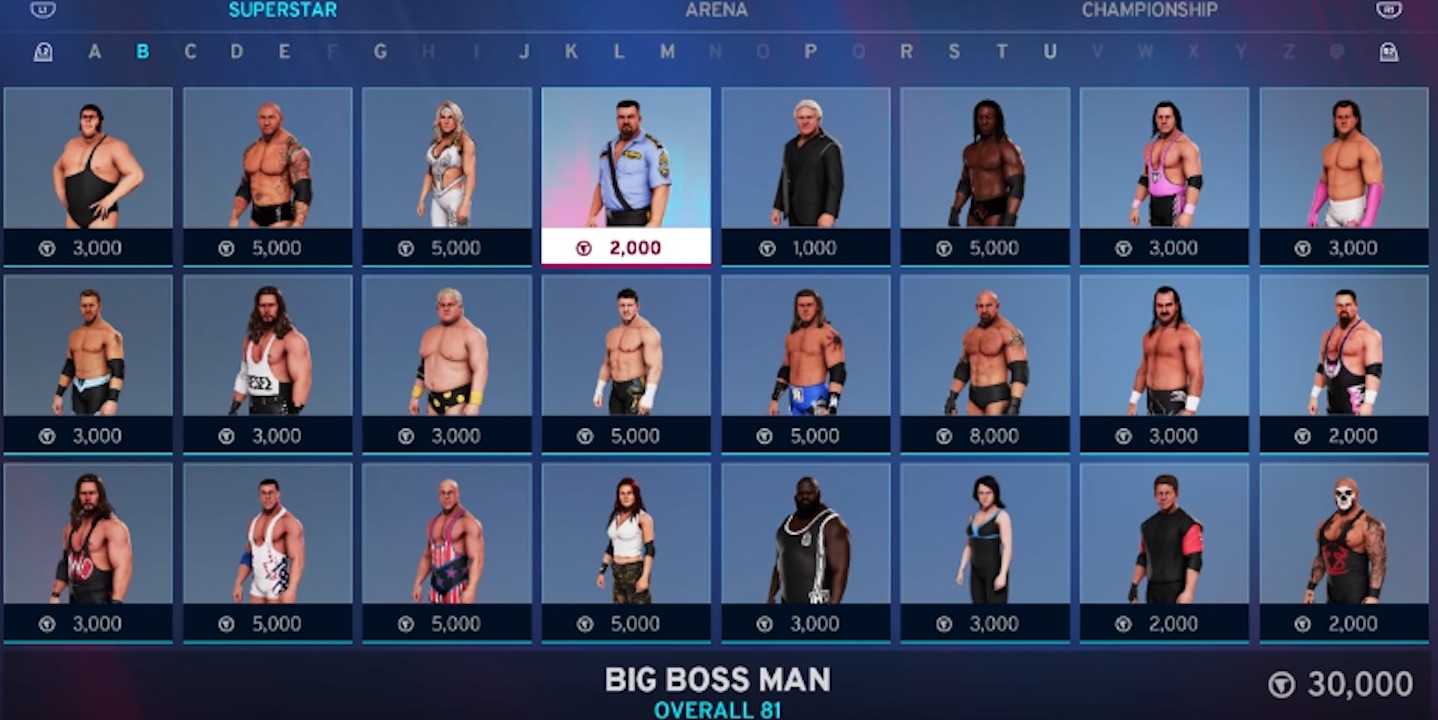 wwe 2k20 purchasable superstars in game