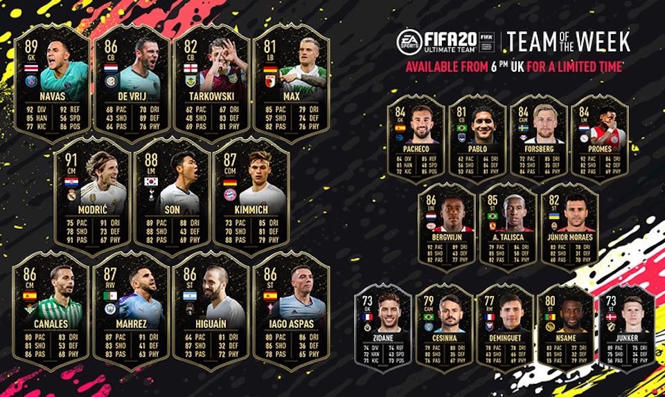 fifa 20 team of the week 11 revealed with starting xi substitutes and reserves