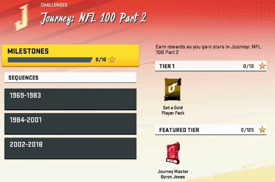 madden 20 ultimate team journey nfl 100 part 2 milestones screen