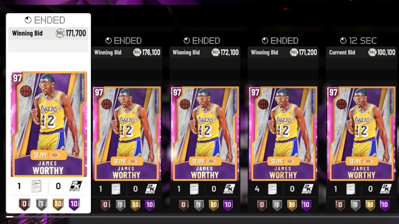 NBA 2K20 James Worthy card auction listings