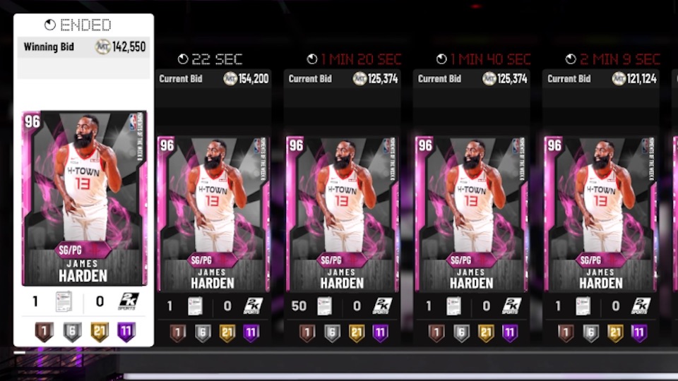 nba 2k20 myteam james harden auction listings