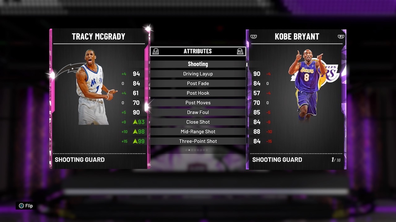 tracy mcgrady pink diamond card compared to kobe bryant in nba 2k20 myteam