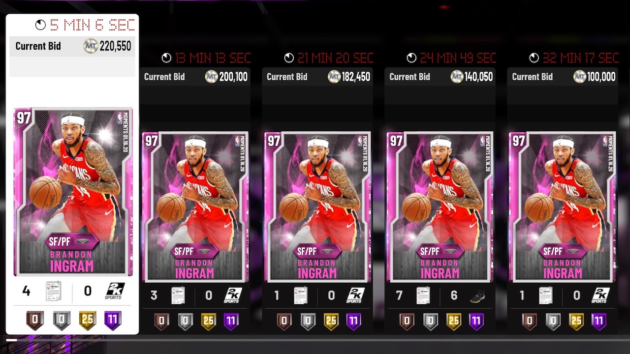 brandon ingram nba 2k20 myteam moments card listings at auction