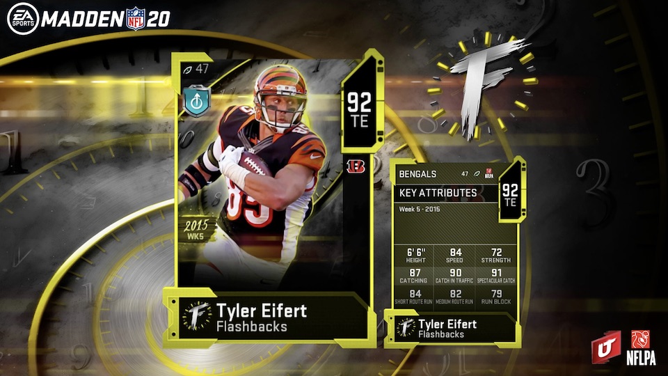 madden 20 tyler eifert flashbacks card