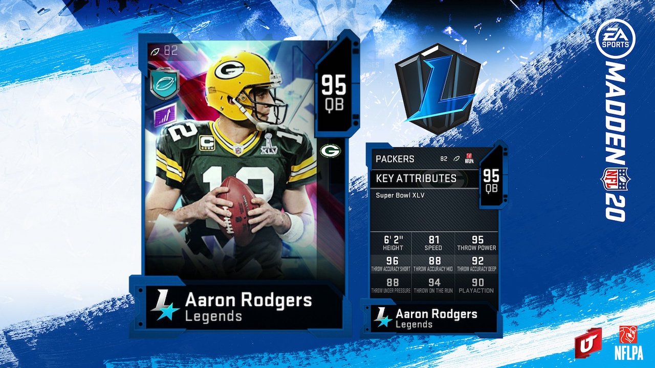 madden 20 legends card for aaron rodgers