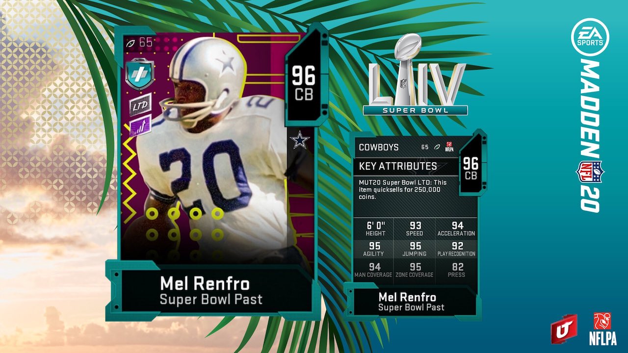 new madden 20 super bowl past mel renfro card