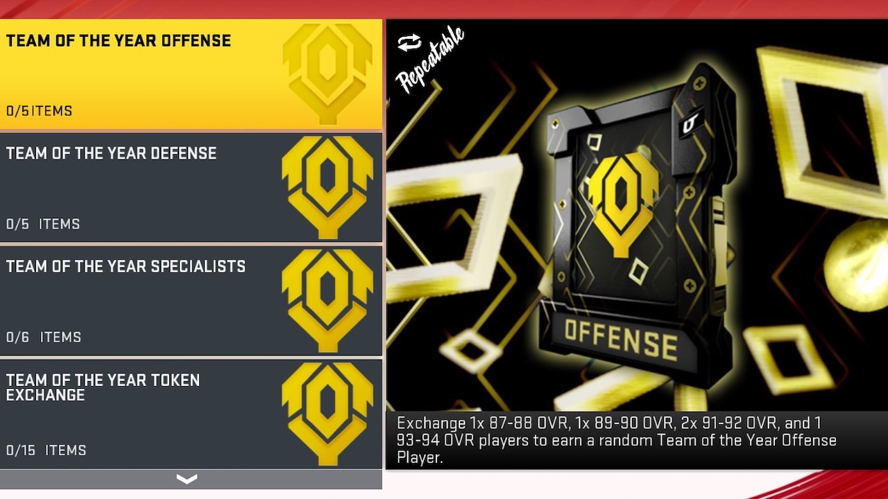 madden 20 team of the year sets screen
