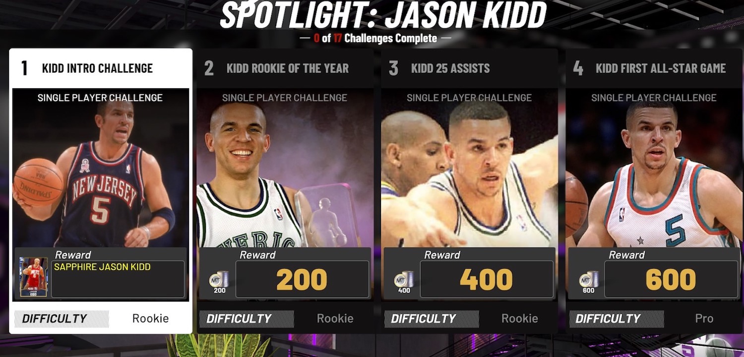 nba 2k20 spotlight jason kidd challenge screen