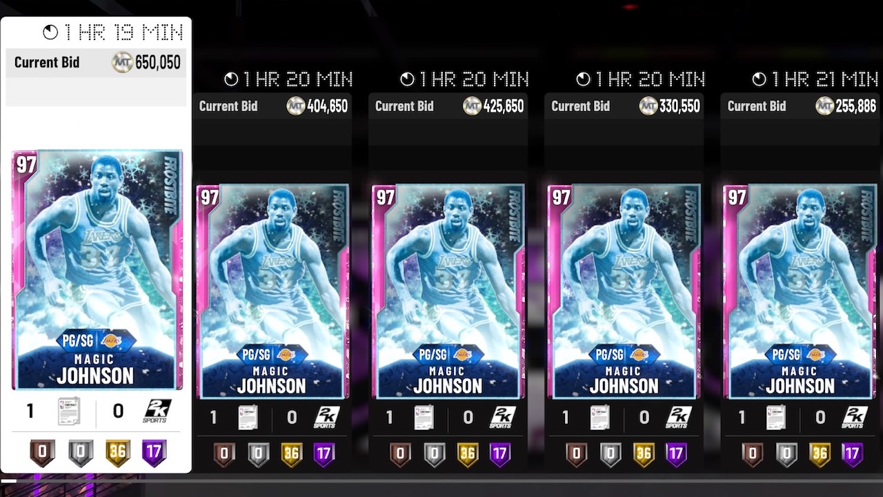 nba 2k20 frostbite card listings for magic johnson in myteam