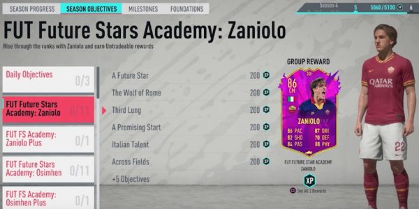 fifa 20 future stars objectives for nicolo zaniolo