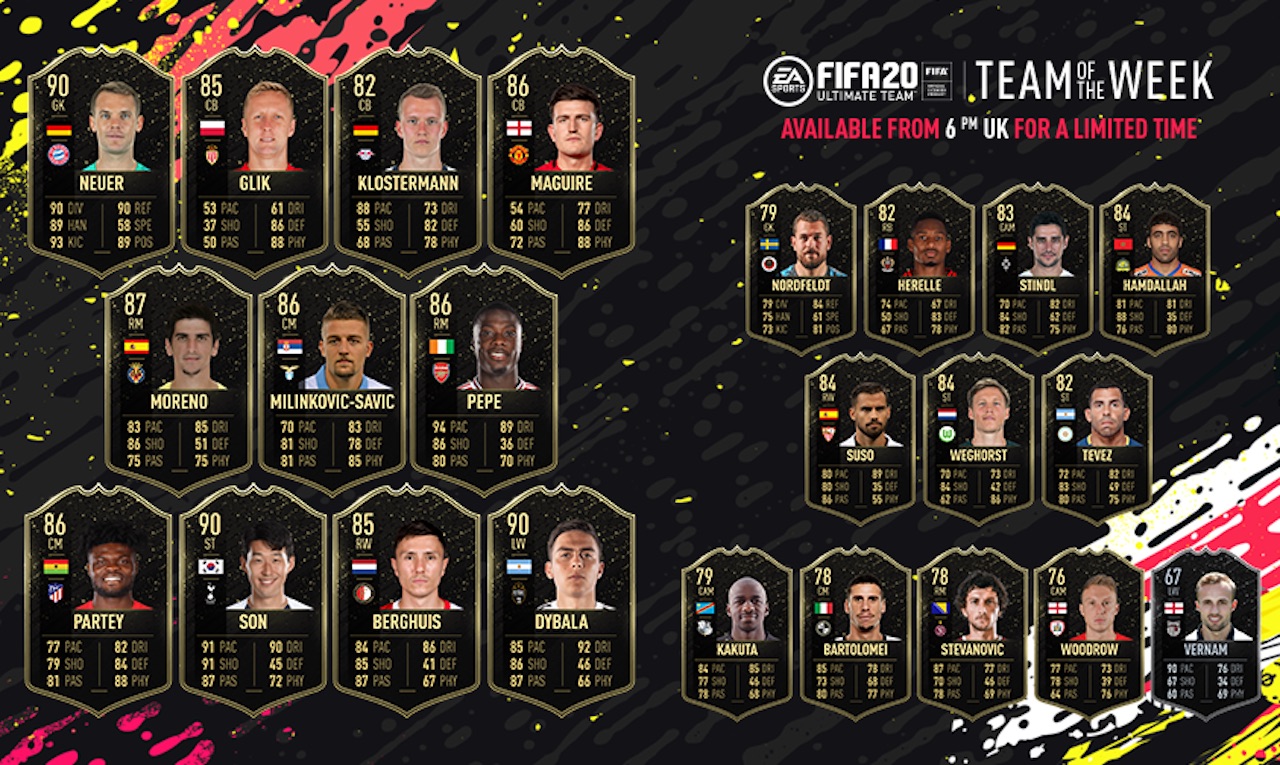 fifa 20 team of the week 23 players