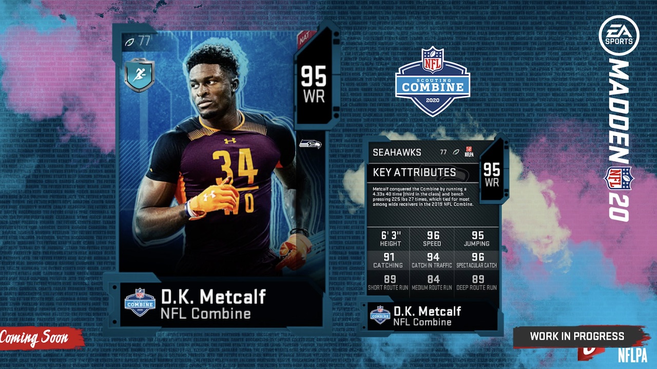 d.k. metcalf madden 20 combine conqueror nat card