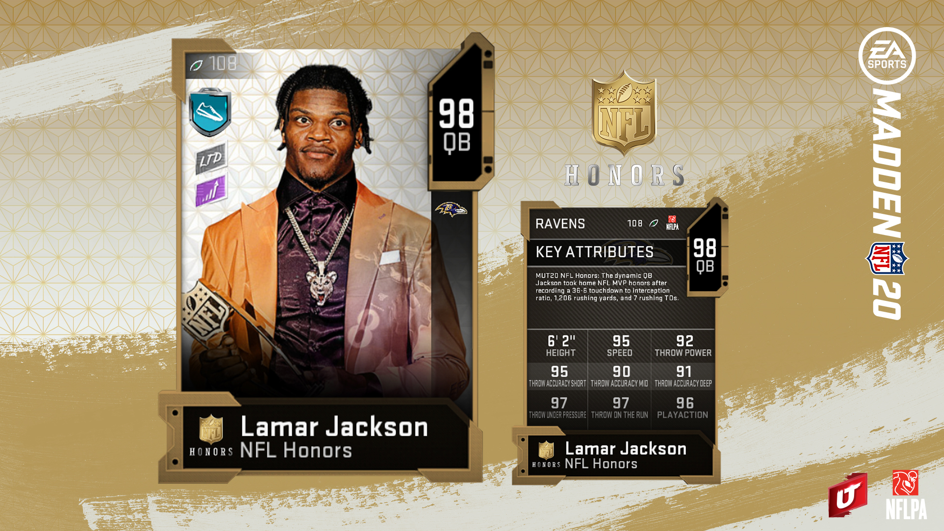 madden 20 nfl honors lamar jackson card