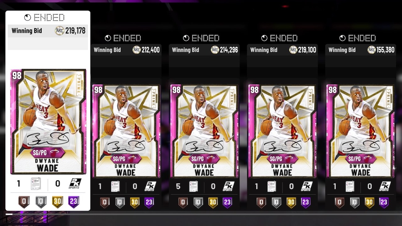 nba 2k20 dwyane wade prime series ii auction listings