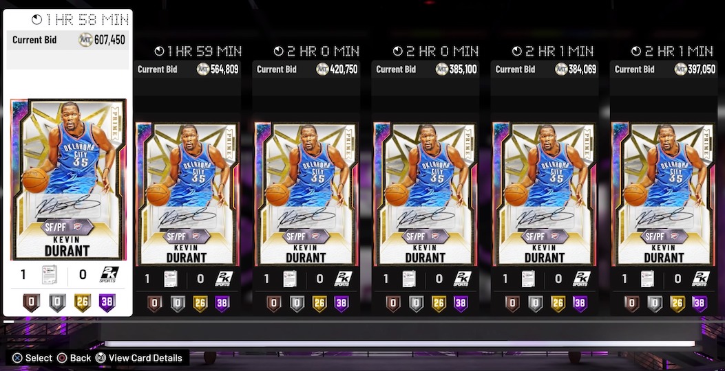 nba 2k20 kevin durant galaxy opal auction listings