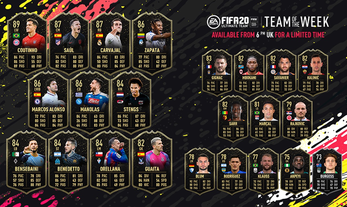 fifa 20 team of the week 25 lineup