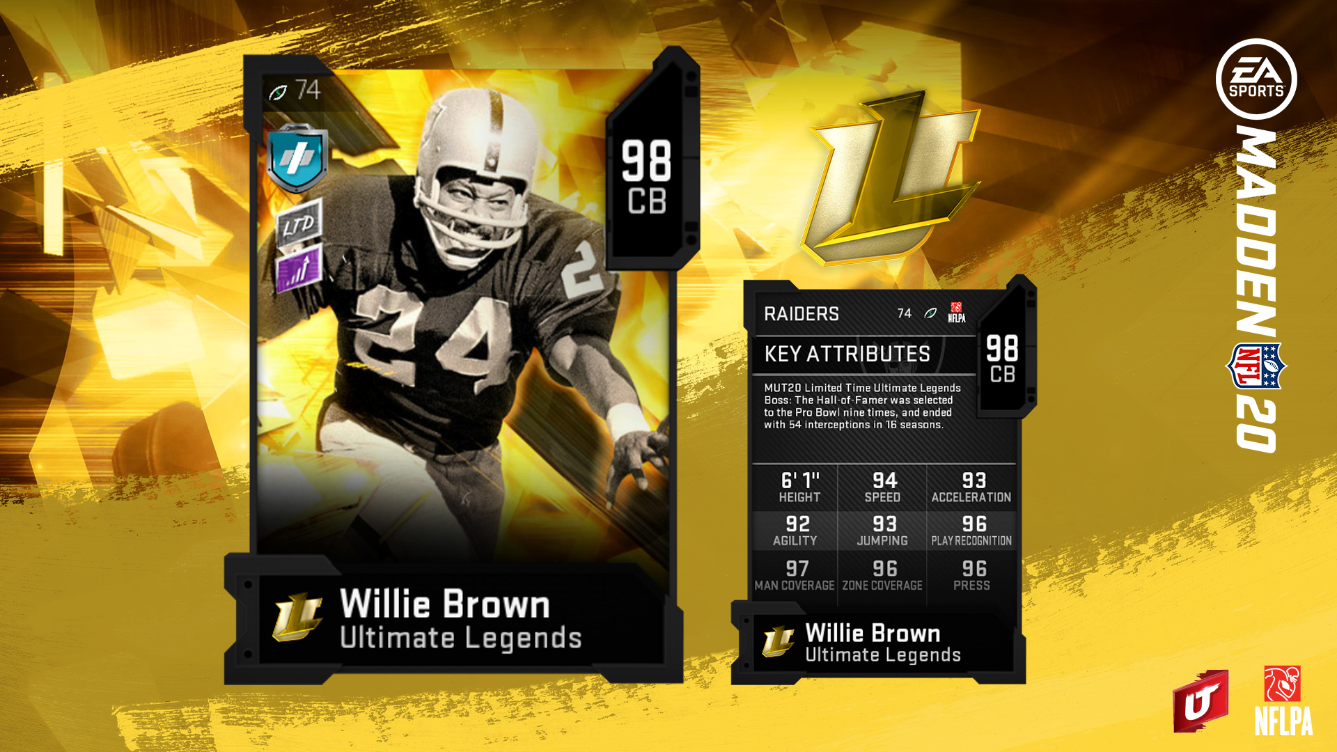 madden 20 ultimate legends willie brown card