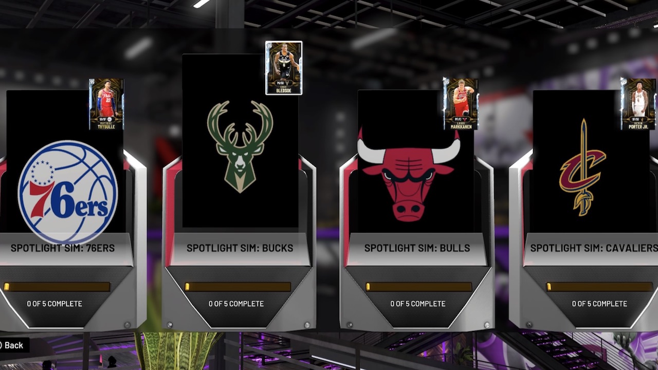 nba 2k20 spotlight sim challenges teams