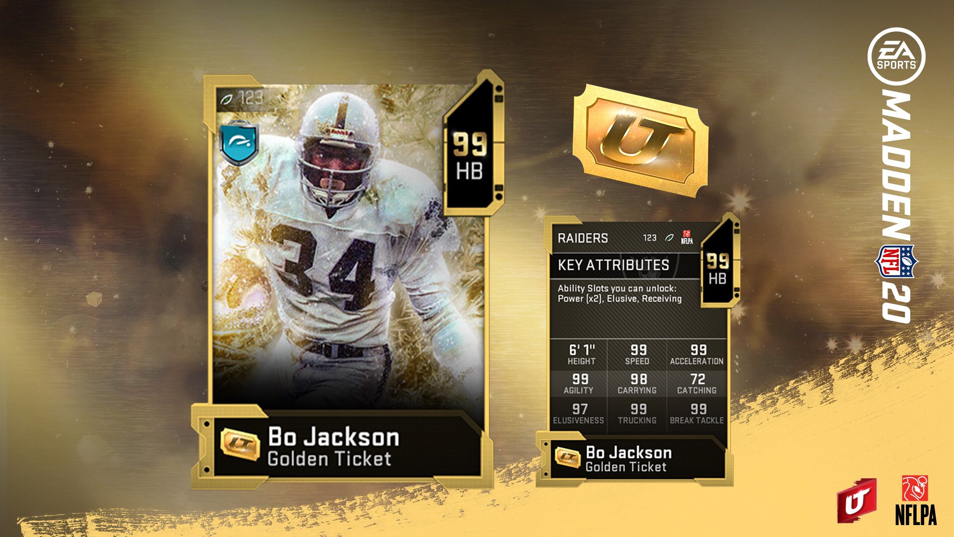 madden 20 bo jackson golden ticket card