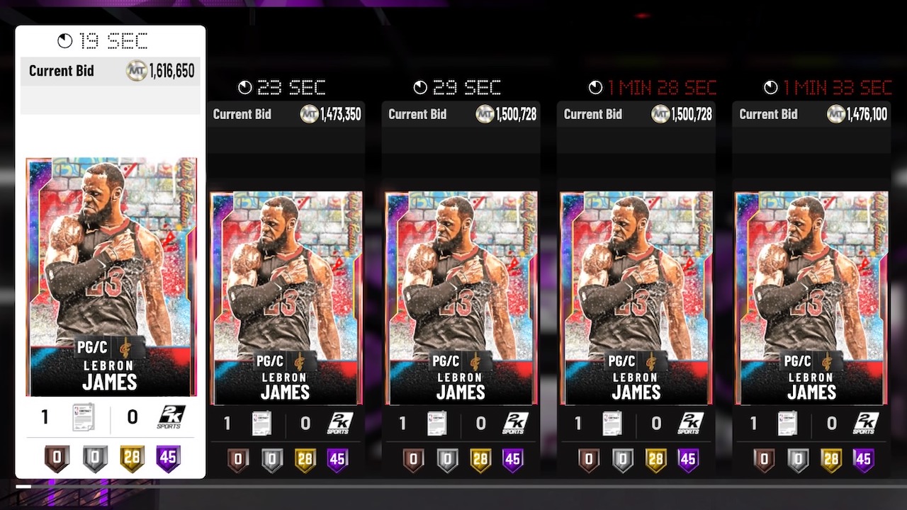 nba 2k20 lebron james galaxy opal auction listings