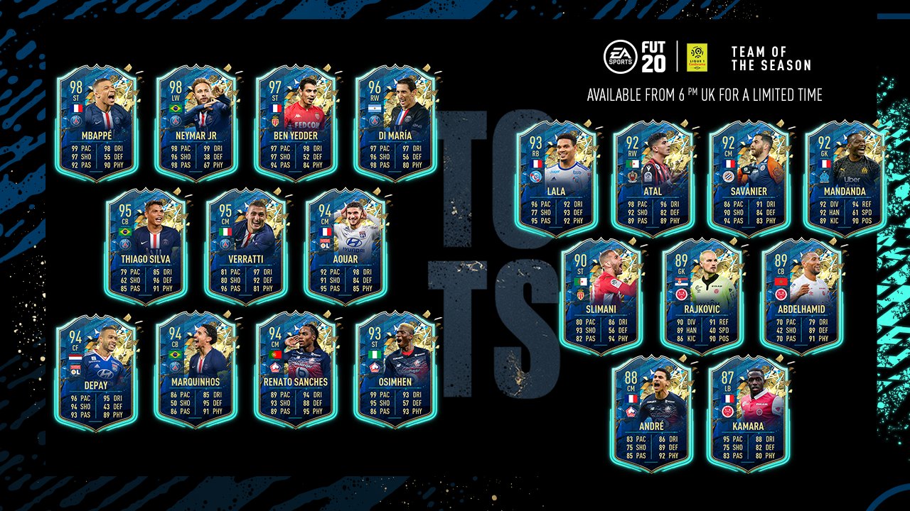 fifa 20 ligue 1 totssf players including mbappe neymar