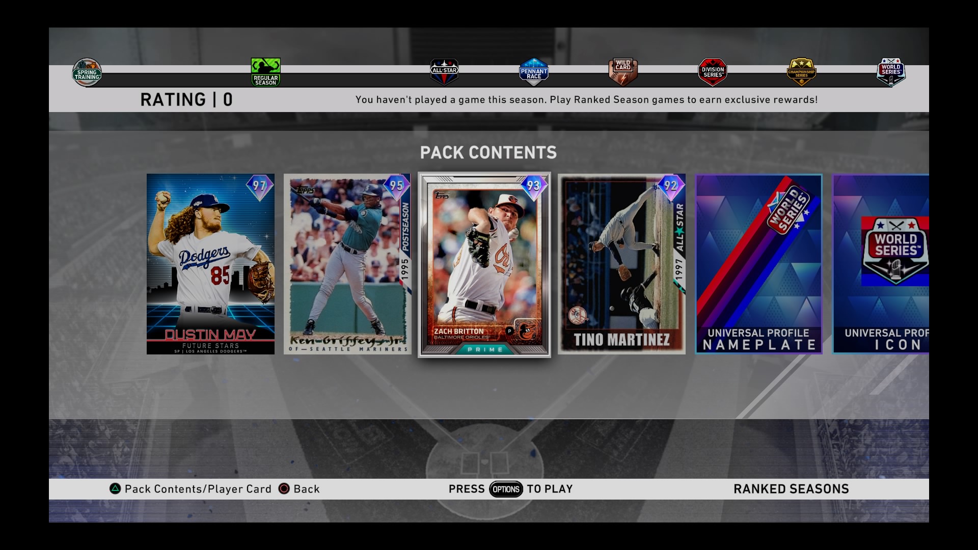 MLB The Show 20 Ranked Seasons World Series pack