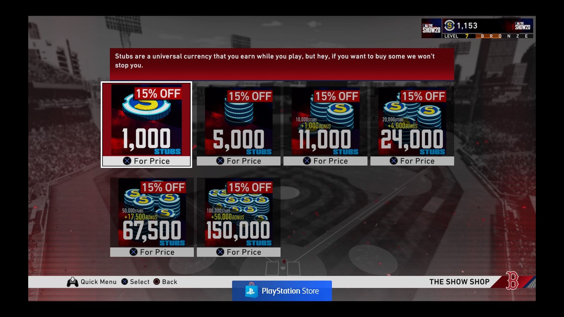 mlb the show stubs sale screen