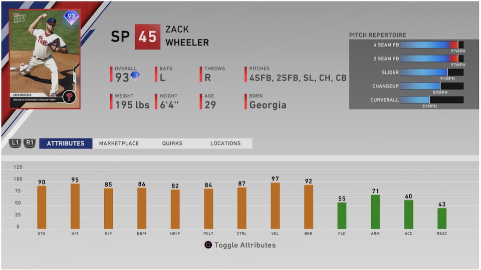 zack wheeler mlb the show 20 card