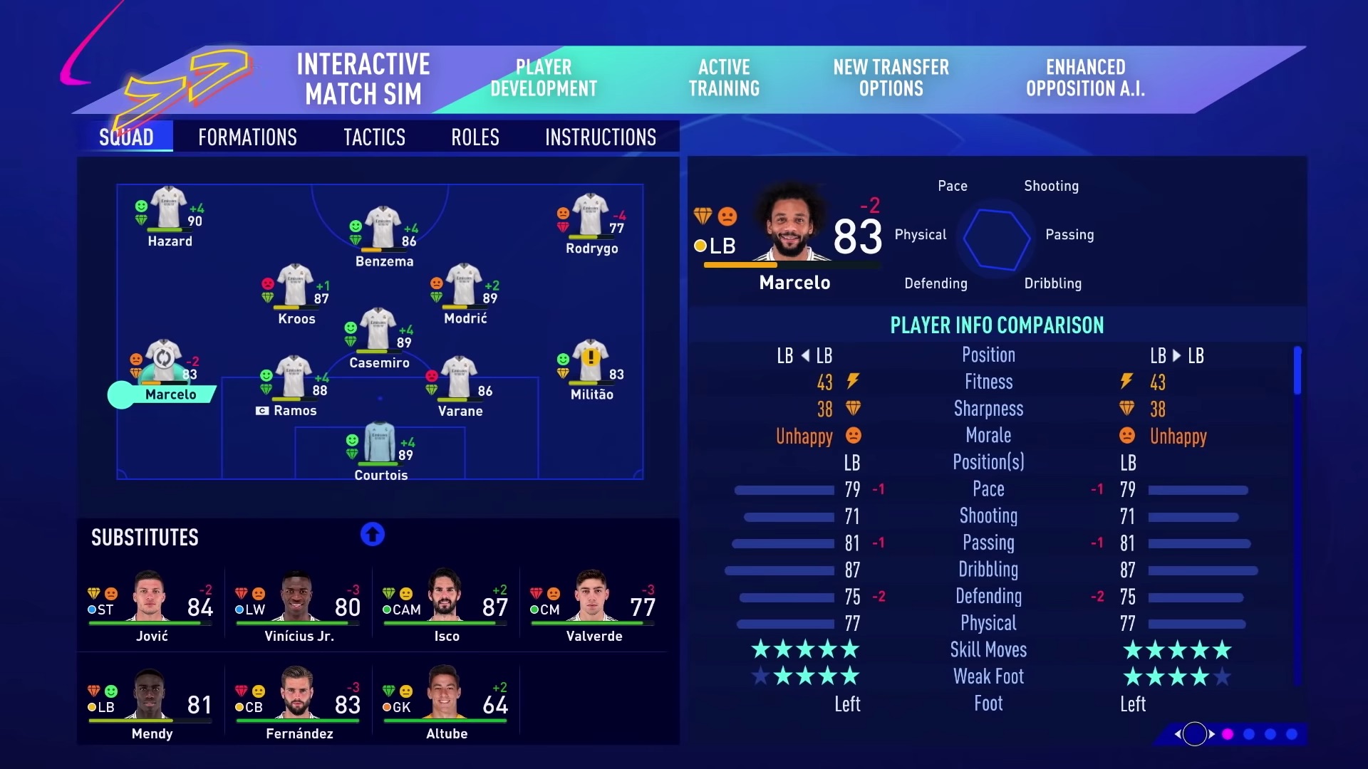 fifa 21 career mode interactive match sim screen