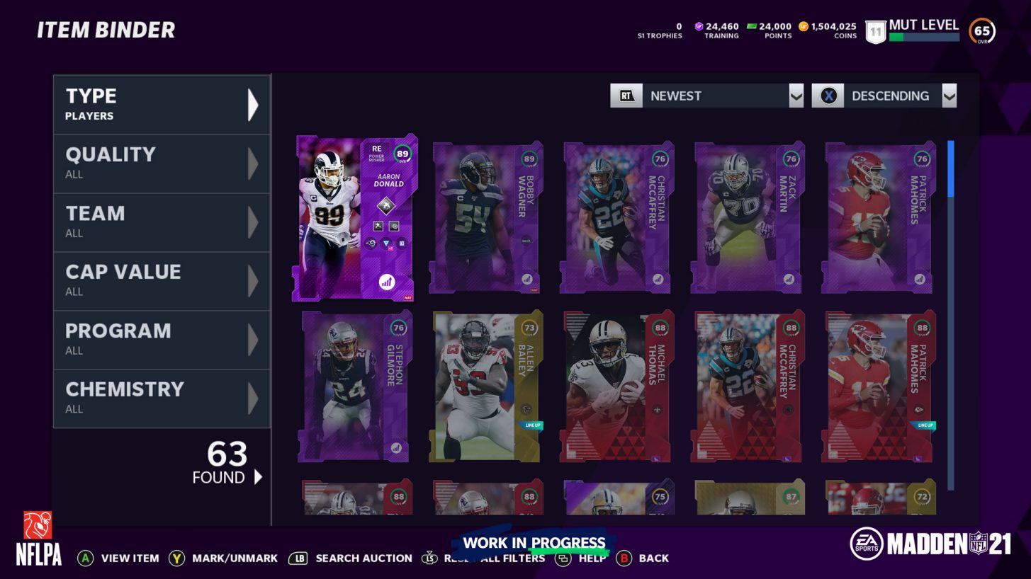 madden 21 ultimate team cards layout design