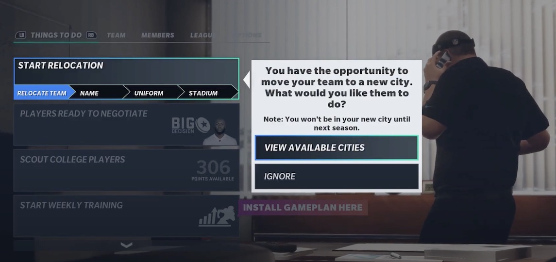 madden 21 relocation option