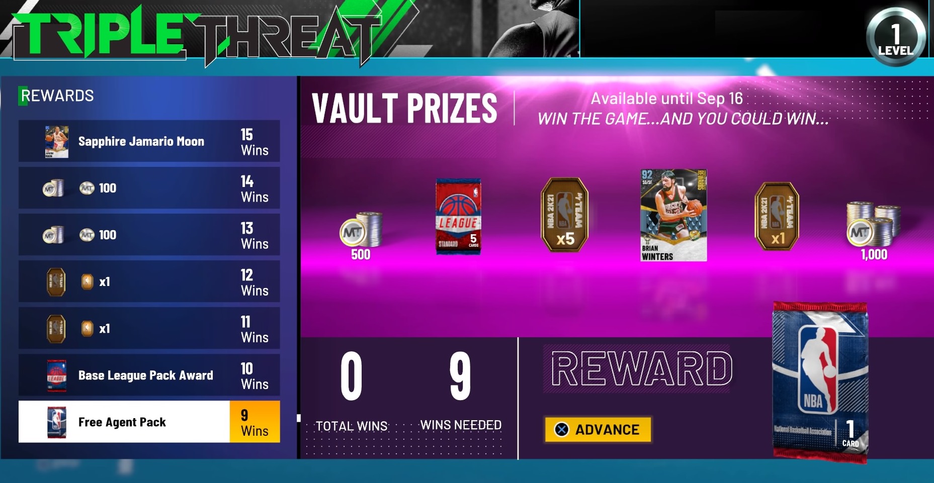 nba 2k21 myteam triple threat rewards