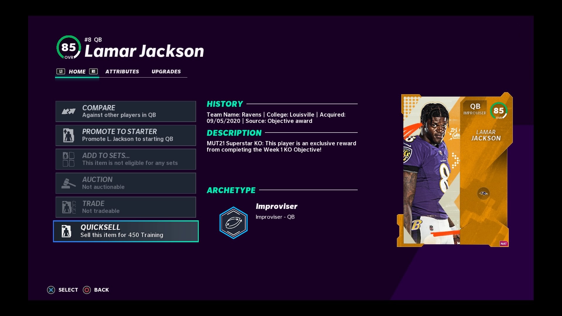 madden 21 superstar ko lamar jackson card