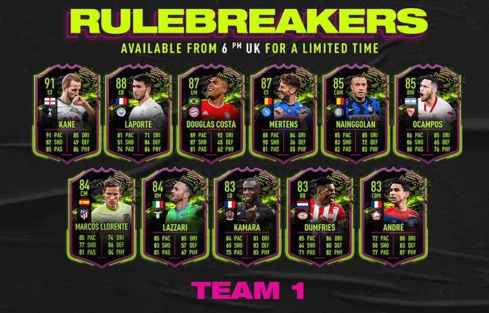 fifa 21 rulebreakers team 1 players revealed