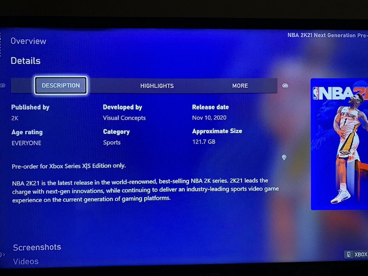 nba 2k21 next-gen storage size for xbox series x/s via reddit screenshot