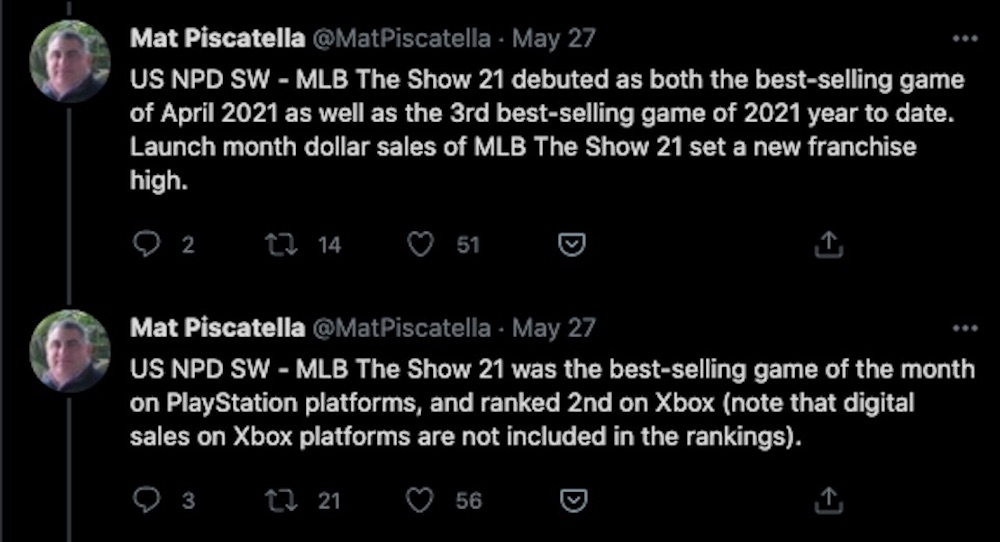 mlb the show 21 sales tweet mat piscatella