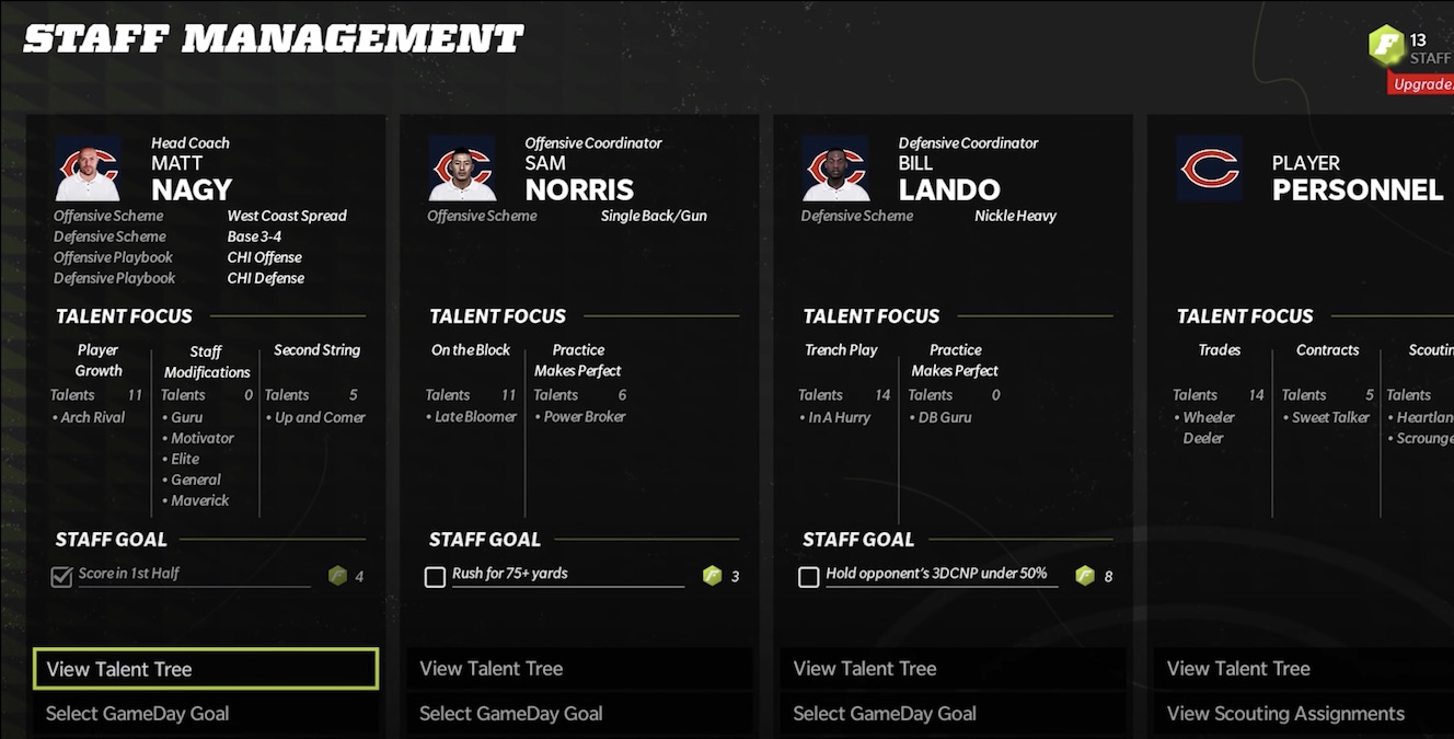 madden 22 franchise staff roster screen